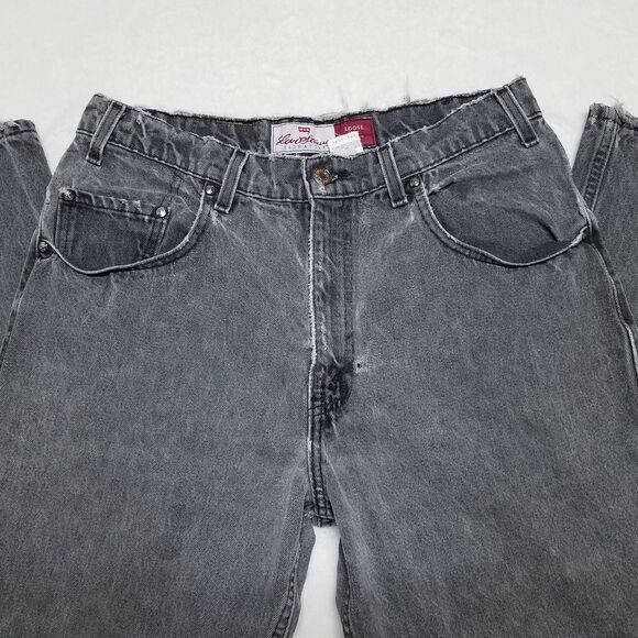 RARE Vintage 96 Levi's 545 Orange Tab Black Distressed Stone Wash Loose Fit Jean - Picture 8 of 16